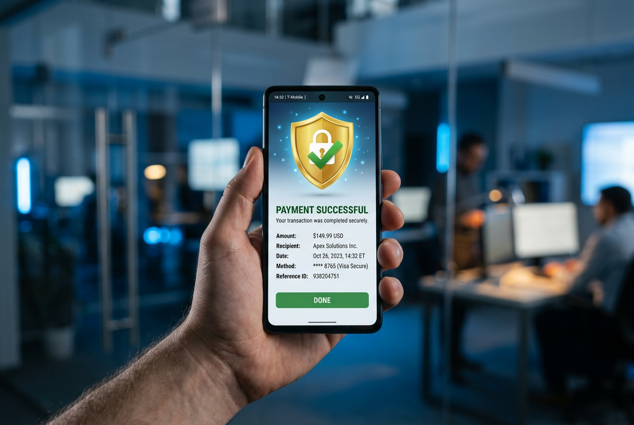 A close-up of a mobile phone screen displaying security verification symbols